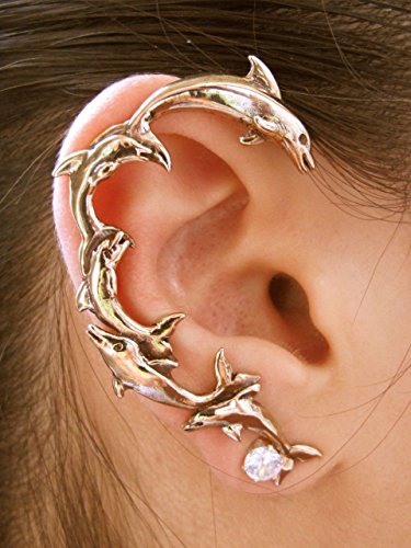 Dolphin Ear Wrap Bronze Dolphin Earring Dolphin Jewelry Ocean Jewelry Non Pierced Earring Non Pierced Ear Cuff