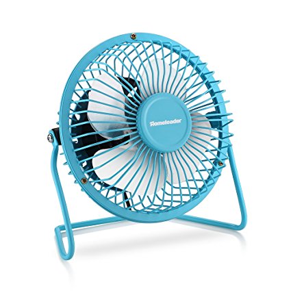 Homeleader Mini Personal Fan, Portable Metal USB Mini Table Fan with Upgraded 4 Inch Blades, Blue