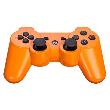 SZJJX Bluetooth Wireless Remote Game Gaming Controller Gamepad Consoles Joypad Joystick Dualshock for Sony Playstation III PS3 with 6-Axis And Dual-Vibration (Orange)