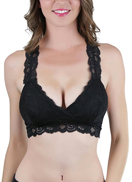 ToBeInStyle Women's Padded Lace Racerback Bralette