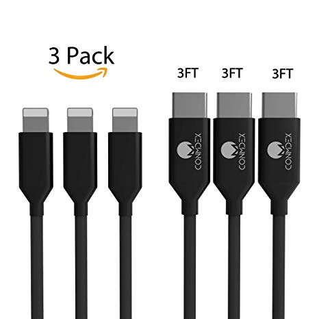 CONMDEX USB C to iOS Phone Cable Charging Syncing Nylon Braided Cord Compatible Phone X XR XS 8 8 Plus 7 7 Plus 6 6s Plus SE Connect MacBook 3Pack 3.3ft