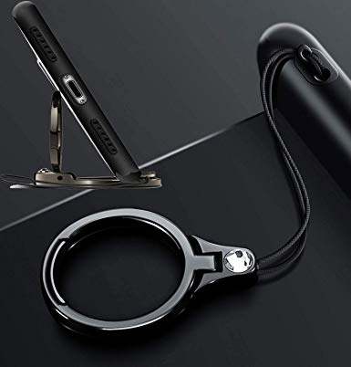 Bling Cubic Ring Cellphone Holder Charm, MONCA Cellphone Ring Holder [kickstand] Attach to Universal Cellphone Case, USB Memory,Keys (Black Ring Charm)