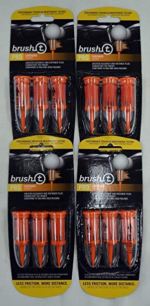 Brush T Oversize 2.4" Golf Tees - Orange - 4 Packs of 3 - 11902
