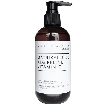 Matrixyl 3000 30% + Argireline 30% + Vitamin C 20% Serum with Organic Hyaluronic Acid 20% 8 oz - Reduce Sun Spots & Wrinkles - Our Most Powerful Triple Combination Asterwood Naturals - 8 Ounce Bottle