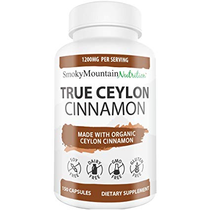 Organic Ceylon Cinnamon Supplement 1200mg (150 Capsules) Healthy Blood Sugar Support, Joint Support, Anti-inflammatory & Antioxidant - True Sri Lanka Cinnamon Powder- Non-GMO, Gluten-Free, Soy-Free