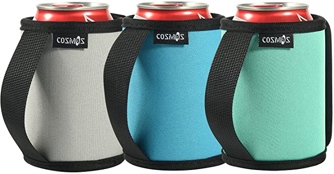 Cosmos Pack of 3 Soft Neoprene Can Cooler Sleeve Insulator Can Cover Insulated Can Sleeves with Handle for Standard 12 Fluid Ounce Drink & Beer Cans