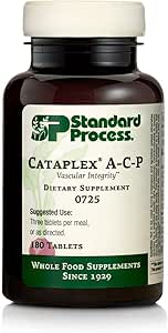 Standard Process Cataplex A-C-P Heart Health, Gum Health, Immune Support, and Vascular Supplement with Vitamin C, Magnesium Citrate, Nutritional Yeast, Vitamin A, Reishi Mushroom Powder - 180 Tablets