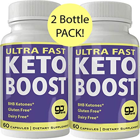 Ultra Fast Keto Boost 2 Bottle Pack Weight Loss Pills with Advanced Natural Ketogenic BHB Burn Fat Supplement Formula 800MG Capsules