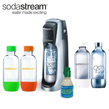 SodaStream Fountain Jet Soda Maker with Exclusive Kit - 4 Bottles and Mini CO2 Black