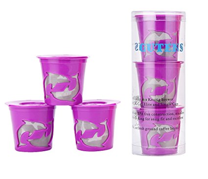 Gutens Reusable Coffee Filter Coffee Cup for Keurig 2.0 - K300, K400, K500 Series and All Keurig 1.0 Series - 3 pcs Purple