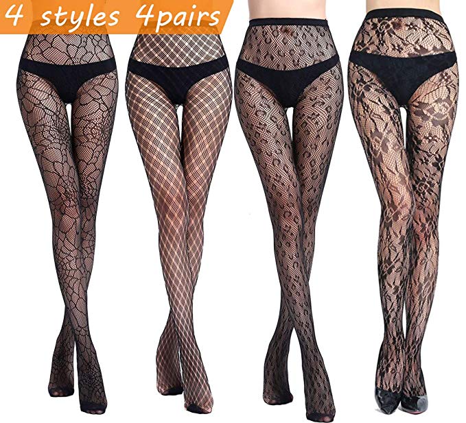 MMkiss Womens Fishnet Stockings Patterned Tights High Waisted Floral Pattern Pantyhose for Dancing Party