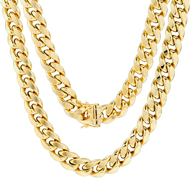 Nuragold 14k Yellow Gold 11mm Miami Cuban Link Chain Necklace, Mens Wide Jewelry Box Clasp 24" 26" 28" 30"