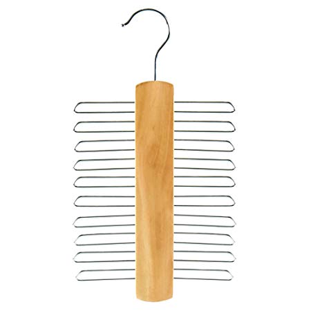 Hangerworld Wooden 20 Bar Tie Rack Hanger - Scarf, Belt, Accessory Organiser
