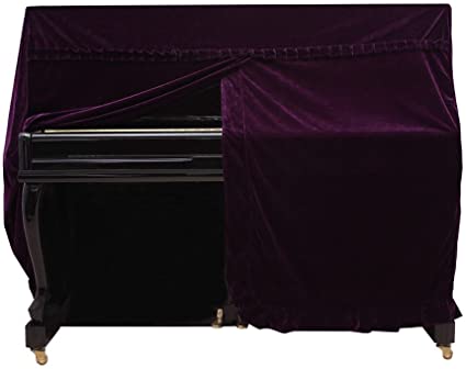 Upright Piano Cover, Colorfast Pleuche Full Piano Dust Proof Decorated Cover(Purple)