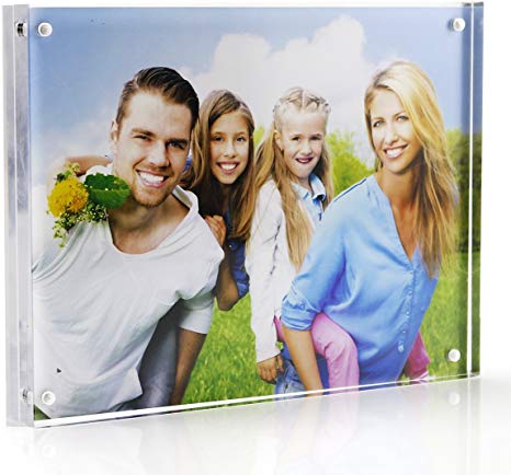 4x6 Acrylic Picture Frames, Clear 4 x 6 Acrylic Magnetic Photo Frames with Gift Box Double Sided Frameless Magnetic Picture Display Stand Desktop Table Frame for Family Baby Women Kid Grandma