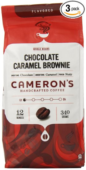 Cameron's Chocolate Caramel Brownie Whole Bean Coffee, 12-Ounce Bags (Pack of 3)