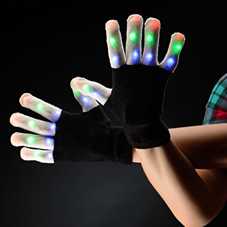 Arcadia Outdoors LED Raving Gloves Flashing Finger Lights 7 Colorful Rave Modes