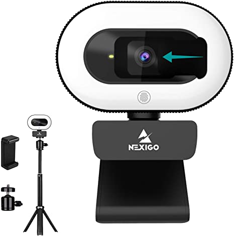 AutoFocus 1080P Streaming Webcam with Mini Tripod Kits, NexiGo FHD USB Web Camera with Microphone, Privacy Cover, Tripod Stand, for Zoom/Skype/Teams Online Teaching, Laptop MAC PC Desktop