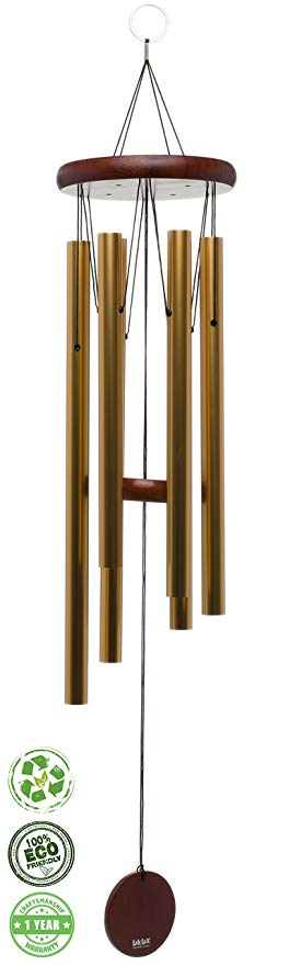 Brooklyn Basix Freedom Chime for Patio, Garden, Terrace and Balcony - Beautiful Outdoor Decor - Easy to Install Wind Chimes - Durable and Hand Tuned (Cherry/Gold, Large 40")