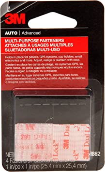 3M Dual Lock Reclosable Fasteners, 04862, 1 in X 1 in, 4 pair per pack