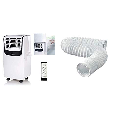 Honeywell MO08CESWK Compact Portable Air Conditioner with Dehumidifier and Fan. With Remote Control (Black/White) & Dundas Jafine FD420ZW Flexible White Vinyl Duct, 4-Inches by 20-Feet, 4\ x 20'"