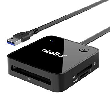 atolla SD Card Reader, USB 3.0 Memory Card Reader Adapter with 4 Card Slots for SD, SDHC, SDXC, TF, CF, MMC, MS and More