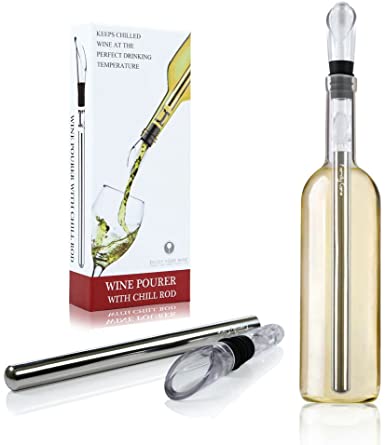 Wine Chiller - 3-in-1 Stainless Steel Wine Bottle Cooler Stick Freezer with Aerator and Pourer Decanter for Merlot Beer Whiskey Cocktails Grape by Family Care