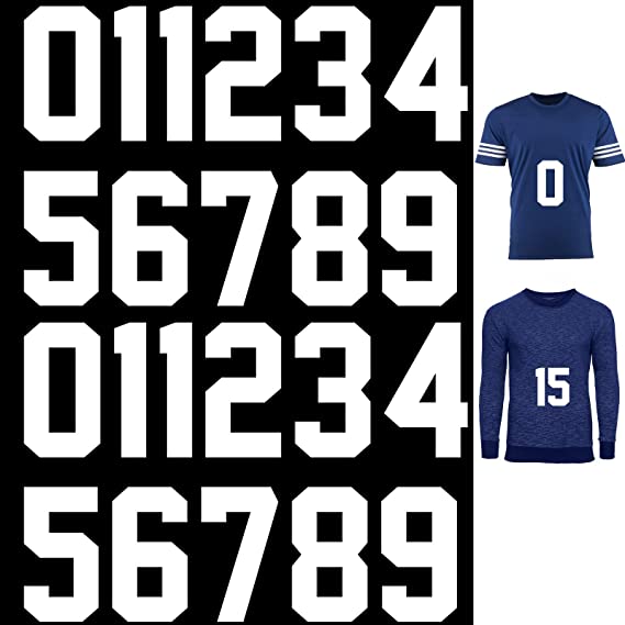 22 Pieces Iron on Numbers T-Shirt Heat Transfer Numbers 0 to 9 Jersey Numbers Soft Iron-on Numbers for Team Uniform Sports T-Shirt Football Basketball Baseball (White,5 Inch)