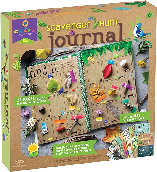 PlayMonster Craft-Tastic Scavenger Hunt Journal - Nature DIY Craft Kit - 32 Page Journal with Over 500 Stickers - Ages 6