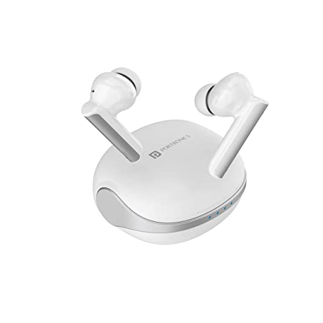 Portronics Harmonics Twins 27 Smart TWS Earbuds with ANC ENC Noise Cancelling, 35 Hrs Playtime, Voice Assistant, Dual Mic. Support, Feather Touch(White)