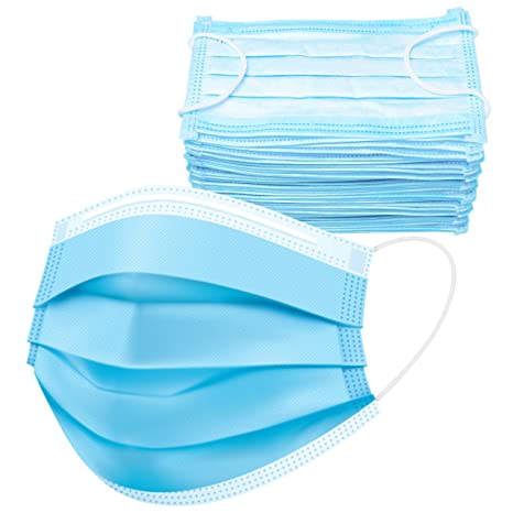 Disposable Face Masks w/Elastic Ear Loop, Multi-Environmental Use: Suitable for Home, Office, School, and Outdoors (50 Pack)