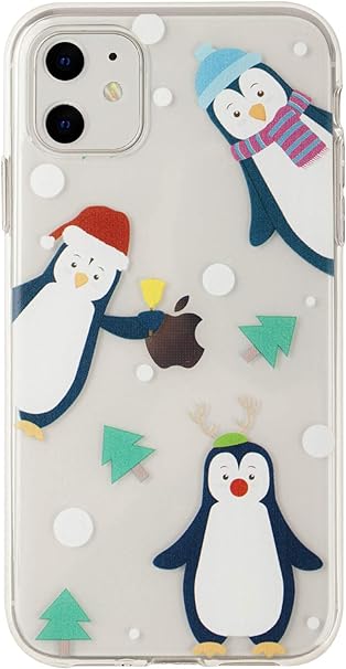 Buyus Christmas Phone Case for iPhone 11, Winter Festive Holiday-Themed, for Women & Girls (Cute Penguins)