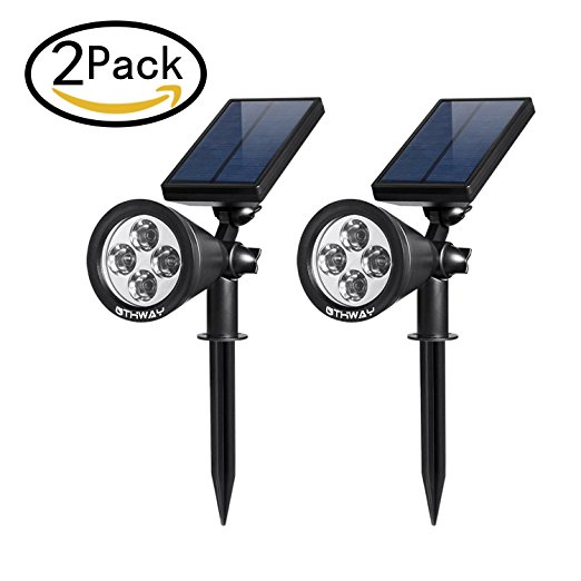 Bright Solar Landscape Spotlights OTHWAY Super Easy Installation Lights with Rechargeable Battery (2 Packs)