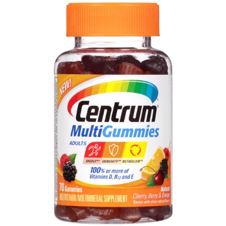 Centrum Adults MultiGummies Multivitamin/Multimineral Supplement (Natural Berry, Cherry, & Orange Flavor, 70-Count Gummies)