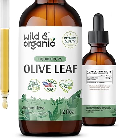 Olive Leaf Liquid Extract - Organic Olive Leaf Supplement for Immune Support - Vegan, Alcohol Free Tincture - 2 fl oz