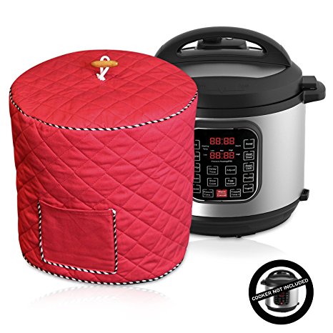 Electric Pressure Cooker Cover Decorative Cover With Pocket For Accessories Fits 6QT Instant Pot (Red)