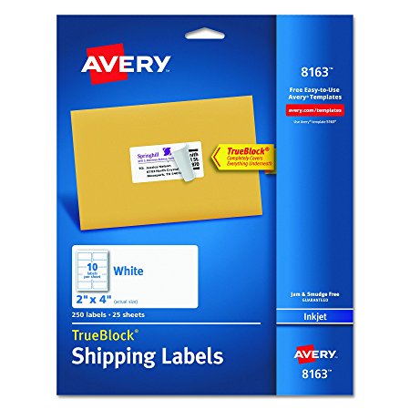 Avery Shipping Labels with TrueBlock Technology, 2 x 4, White, 250/Pack, PK - AVE8163
