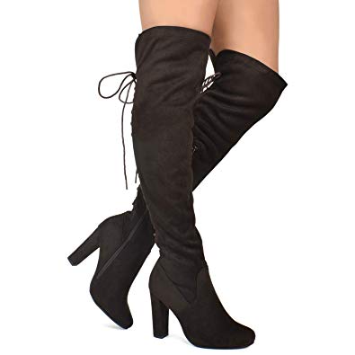 Premier Standard Women's Thigh High Stretch Boot - Trendy High Heel Shoe - Sexy Over The Knee Pullon Boot - Comfortable Heel