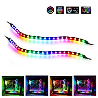 RGB Led Strip, Speclux PC Light Strip with Magnet & Double-Faced Adhesive, 35cm, 5V 3pin ADD RGB, Compatiable with Asus Aura, Asrock RGB Led, Gigabyte RGB Fusion, MSI Mystic Light