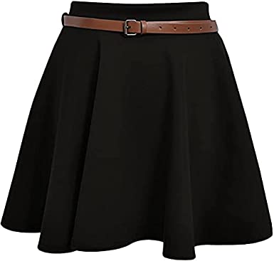 Womens New Tartan Check Printed Ladies Short Mini Slim Detachable Waist Belted Flared Pleated Skater Red Skirt