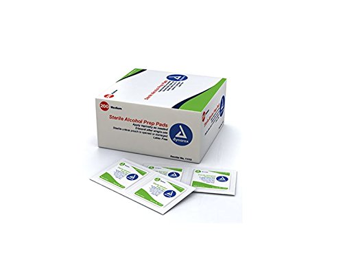 Dynarex 1113 Latex Free Sterile Alcohol Prep Pad, Medium (Box of 200)