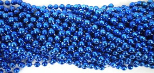 33 inch 07mm Round Metallic Royal Blue Mardi Gras Beads - 6 Dozen (72 necklaces)