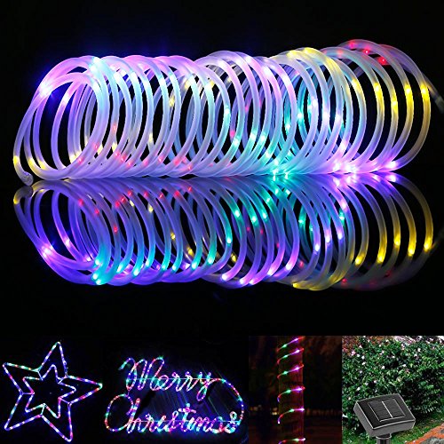 LE® 10m/33ft 100 LED Solar Rope Lights, Waterproof Outdoor Rope Lights, Red/Green/Blue/Warm White, Portable LED String Light with Light Sensor, for Wedding, Party, Decorations, Gardens, Lawn, Patio