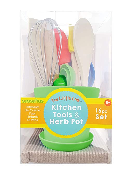Sassafras Little Cook Children's Kitchen Tools in Herb Pot Gift Set