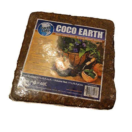 Coco Earth 5kg Coconut Coir Compressed Brick - Great for Container Gardens, Hydroponics, Worm Composting Bins, and More