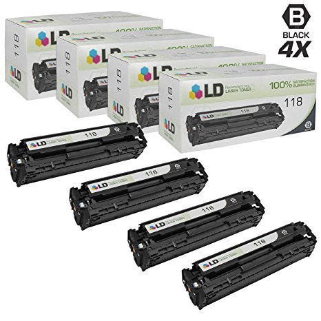 LD © Compatible Canon 118 / 2662B001AA 4PK Black Toner Cartridges for ImageClass LBP7200Cdn, LBP7660Cdn, MF8350Cdn, MF8380Cdw, MF8580Cdw, MF726CDW