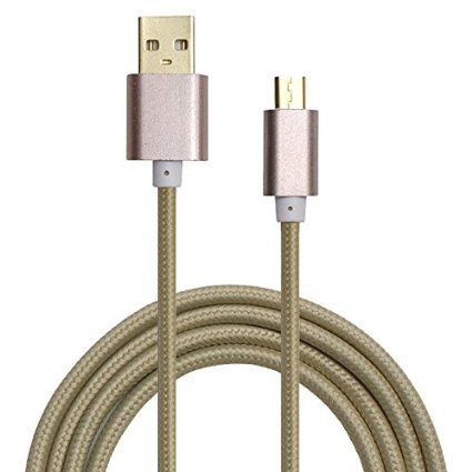 IMZ® Braided (Champagne) Micro USB 2.0 Cable 3ft Metal Plated Hi-speed Extra Nylon Braided Tangle-free Charging/sync Cable a Male to Micro B/Connector for Samsung,Htc,Ps4, Xbox Fast External Battery Pack Charger/Ultra Compact Design Portable)Travel Charger Samsung Galaxy S6,S4,S3,S2,Note 2,4,Evo,Dna,Atrix,Droid,One Plus One,Moto X,G,Google Glass,Nexus 4 5 7 10 Nokia,Lg Optimus,G2,G3 Gaming Ps Vita,Gopro,Smart Watch,Tablets,Cellphones Bluetooth Speakers, More Devices[Champagne]