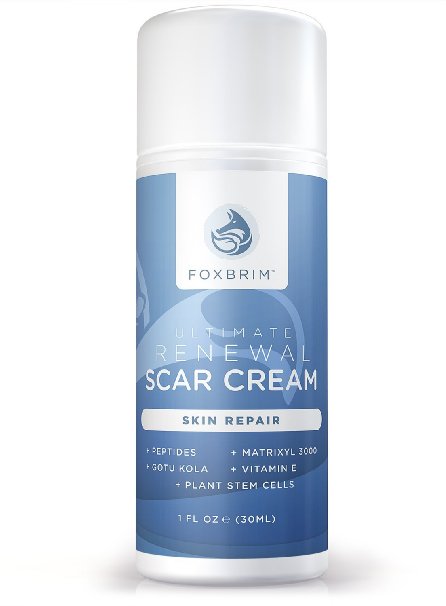 Ultimate Renewal Scar Cream - Erase Stretch Marks and Scars - Heal & Repair Skin - Powerful Vegan Formula With Peptides, Plant Stem Cells, Vitamin E & Nutrient Rich Oils - Foxbrim 1OZ