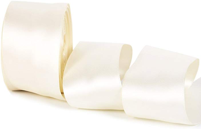 Double Face Satin Ribbon 20 Yards for Party Wedding Home Decoration Handmade Craft (2" Wide, 810 Ivory)