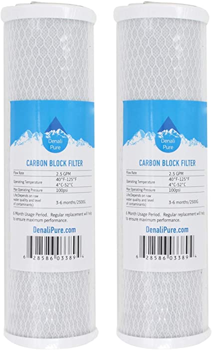 2-Pack Replacement for WaterPur CCI-10-CLW Activated Carbon Block Filter - Universal 10 inch Filter Compatible with WaterPur Clear Water Filter Housing - Denali Pure Brand